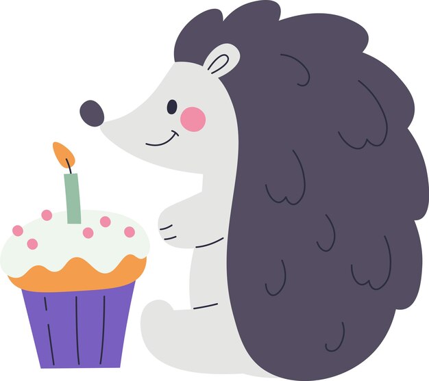 Erizo con pastel de cumpleaños