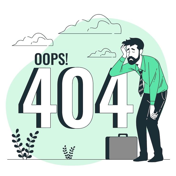 Vector error 404 con una ilustración del concepto de persona cansada