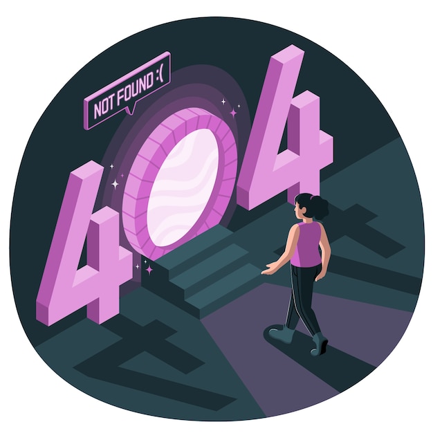 Error 404 con ilustración del concepto de portales