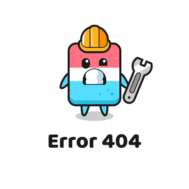 Error 404 con la linda mascota del borrador