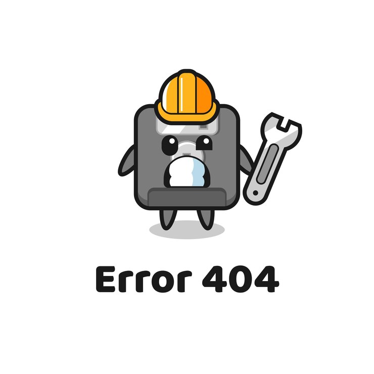 Vector error 404 con la linda mascota del disquete, diseño de estilo lindo para camiseta, pegatina, elemento de logotipo