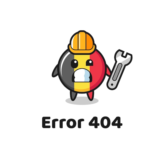 Error 404 con la linda mascota de la insignia de la bandera de bélgica