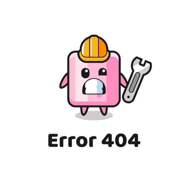 Error 404 con la linda mascota de malvavisco, diseño de estilo lindo para camiseta, pegatina, elemento de logotipo