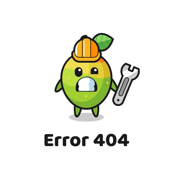 Error 404 con la linda mascota de mango, diseño de estilo lindo para camiseta, pegatina, elemento de logotipo
