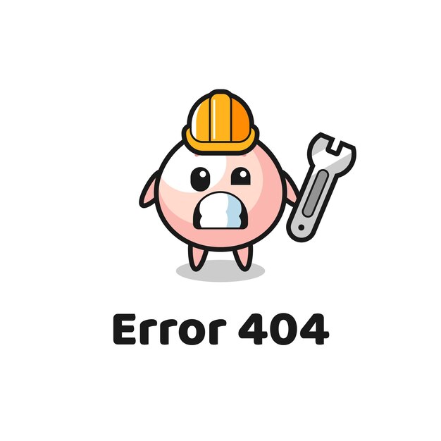 Error 404 con la linda mascota meatbun, diseño de estilo lindo para camiseta, pegatina, elemento de logotipo