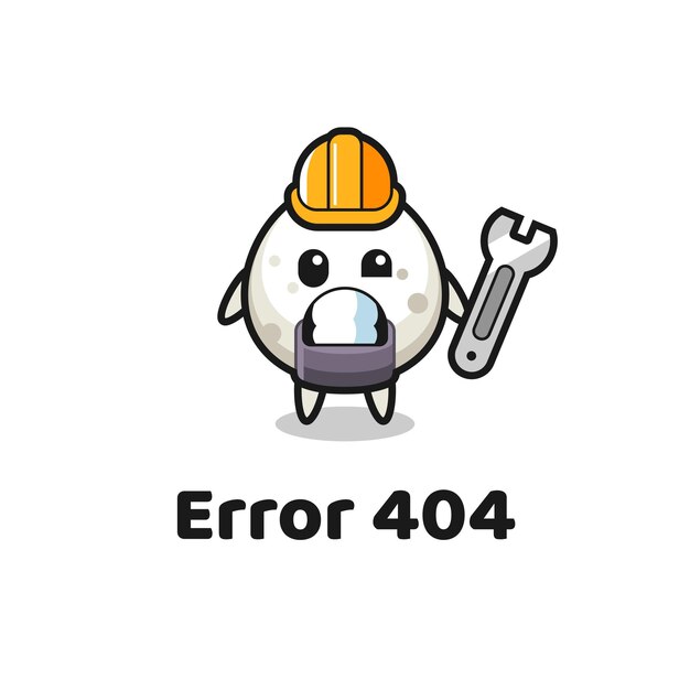 Error 404 con la linda mascota onigiri, diseño de estilo lindo para camiseta, pegatina, elemento de logotipo