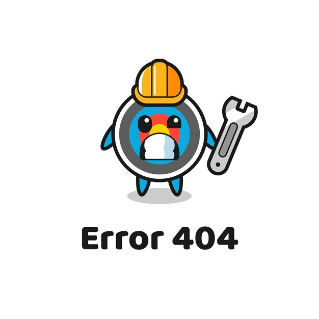 Error 404 con la linda mascota de tiro con arco, diseño de estilo lindo para camiseta, pegatina, elemento de logotipo