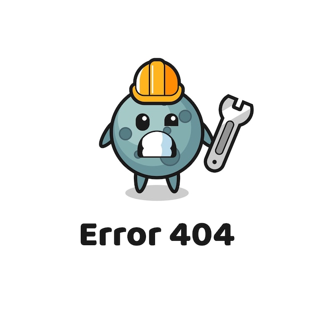 Error 404 con el lindo diseño de estilo lindo de la mascota del asteroide para el elemento del logotipo de la etiqueta de la camiseta