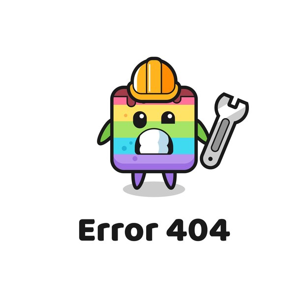 Error 404 con el lindo diseño de estilo lindo de la mascota de la torta del arco iris para el elemento del logotipo de la etiqueta de la camiseta