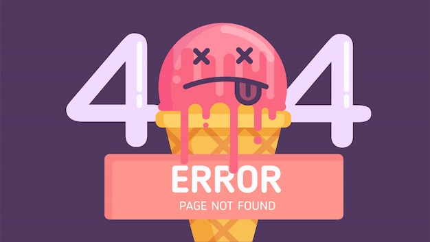 Vector error 404 página de helado no encontrado vector plano