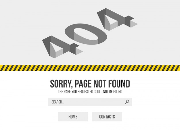 Error 404 - página no encontrada. ¡vaya! problemas con el diseño de advertencia de internet.