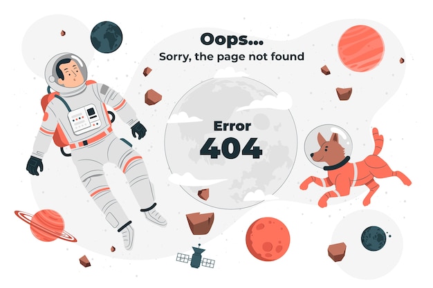 Error 404 perdido en la ilustración del concepto de espacio