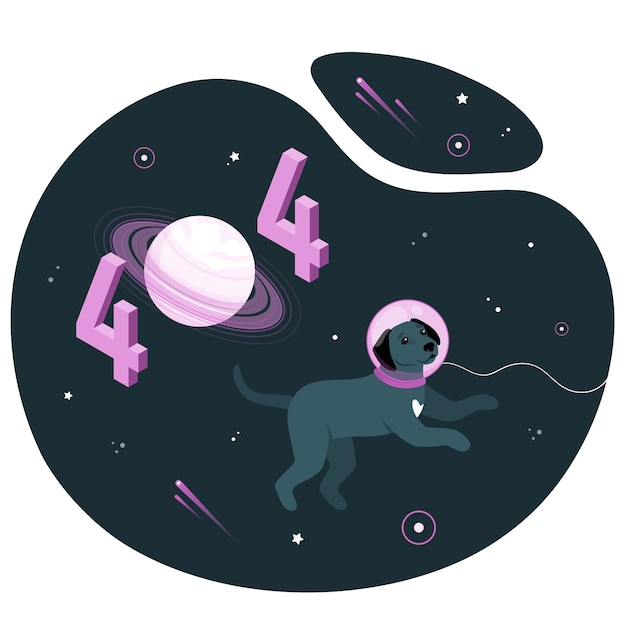 Error 404 perdido en la ilustración del concepto de espacio