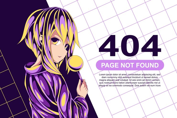 Vector error de anime de niño místico 404 página no encontrada