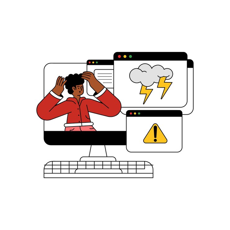Vector error de codificación icono plano de desarrollo web