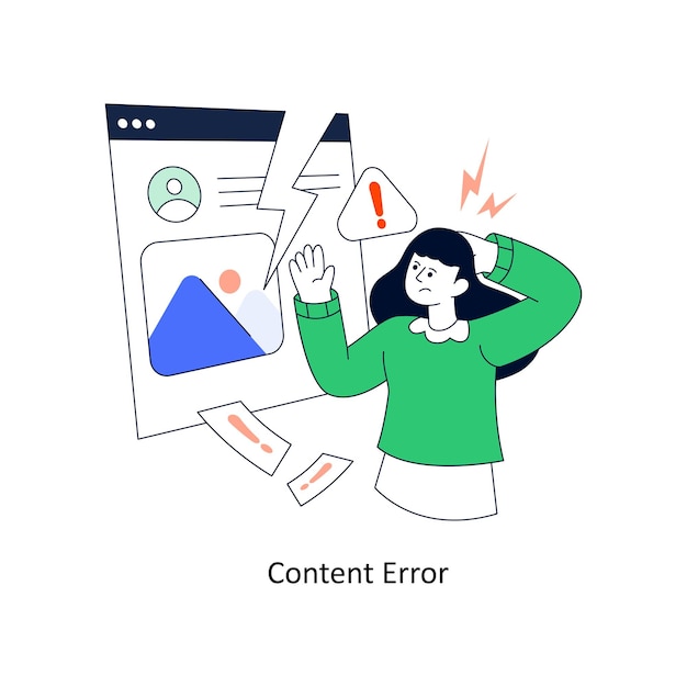 Error de contenido Diseño de estilo plano Ilustración vectorial Ilustración de stock