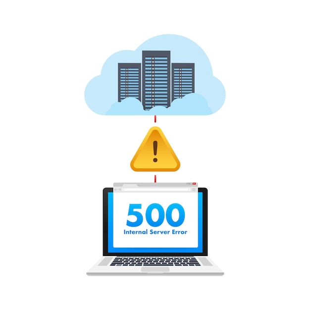 Error interno del servidor Error del sitio web 500 Ilustración de stock vectorial