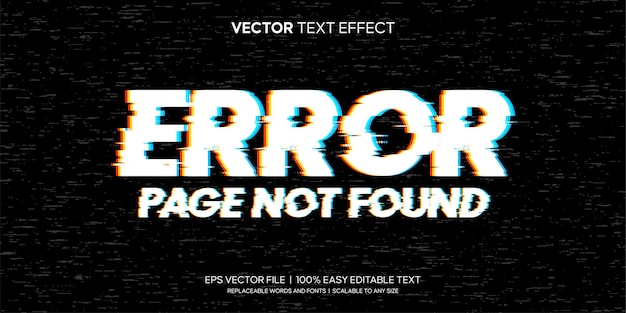 Vector error no encontrado efecto de texto editable de falla