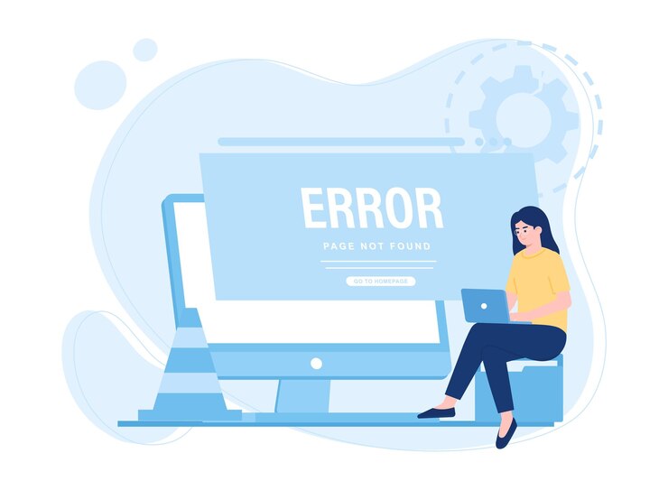 Vector error de página 404 error o problema de internet no se encuentra en el concepto de tendencia de la red ilustración plana