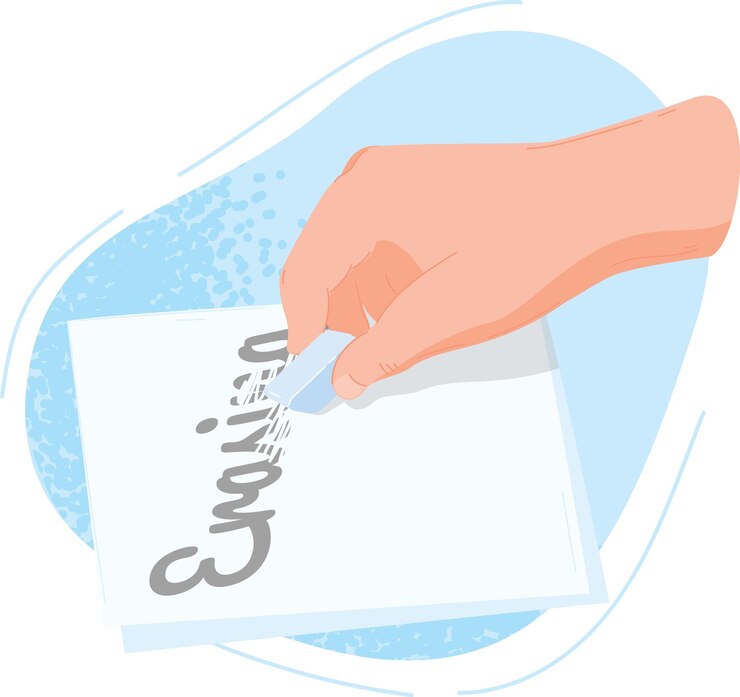 Vector error de palabra de borrado a mano utilizando el concepto de corrección de borrado error de modificación del proceso de flujo de trabajo de edición