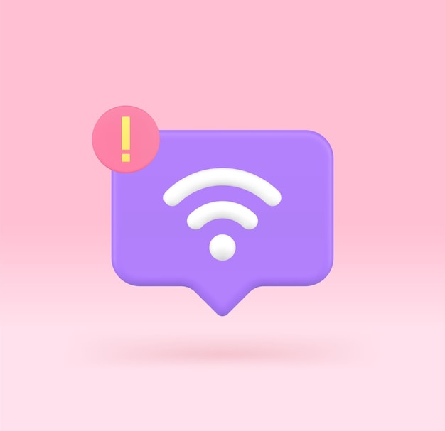 Error de red wi fi de Internet que bloquea la señal wifi inalámbrica consejos rápidos icono 3d vector realista