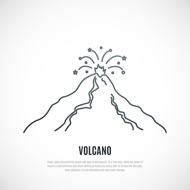 Erupción del icono de la línea del volcán