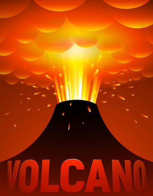 Erupción volcánica. ilustración de dibujos animados