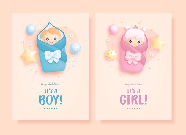 Es un cartel de baby shower de niño o niña.