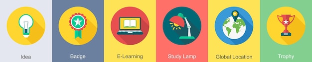 Esta es una colección de 6 hermosos íconos vectoriales de educación perfectos para píxeles hechos a mano