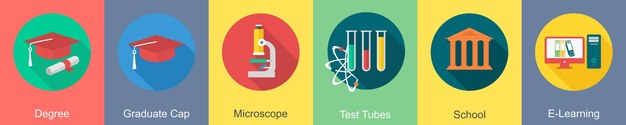 Esta es una colección de 6 hermosos íconos vectoriales de educación perfectos para píxeles hechos a mano