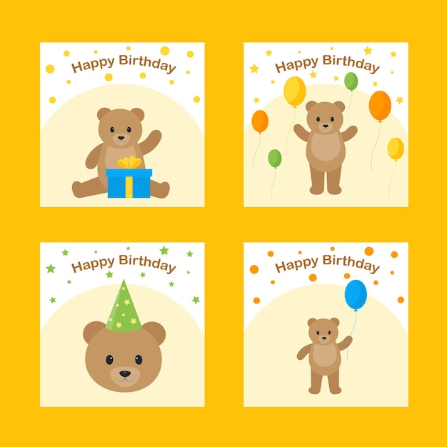 Este es un conjunto de tarjetas de cumpleaños con lindo oso.