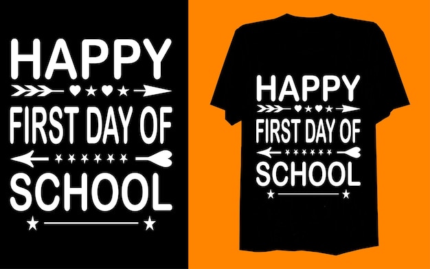 Este es el diseño de tipografía y camiseta escolar. Feliz primer día de clases.