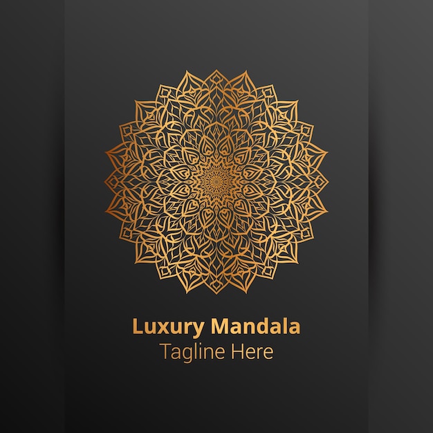 Este es el fondo del logotipo de mandala ornamental de lujo, estilo arabesco.