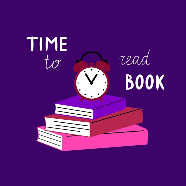 Vector es hora de leer un libro con letras escritas a mano ilustraciones vectoriales modernas dibujadas a mano en estilo retro de los años 90