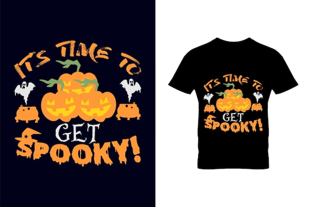 Es hora de obtener una espeluznante plantilla de diseño de camiseta de Halloween