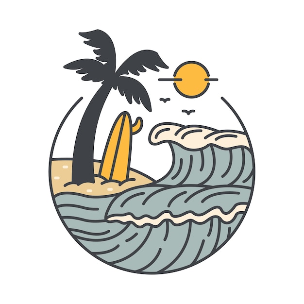 Es hora de surfear diseño de camiseta de arte vectorial de ilustración gráfica