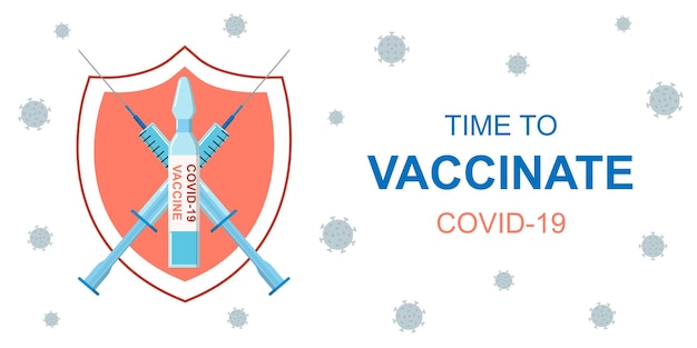 Es hora de vacunar banner vectorial vacunación contra coronavirus banner vectorial