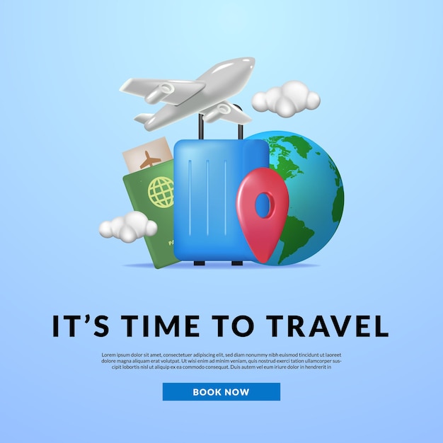 Es hora de viajar por todo el mundo con equipaje y aventura en avión.
