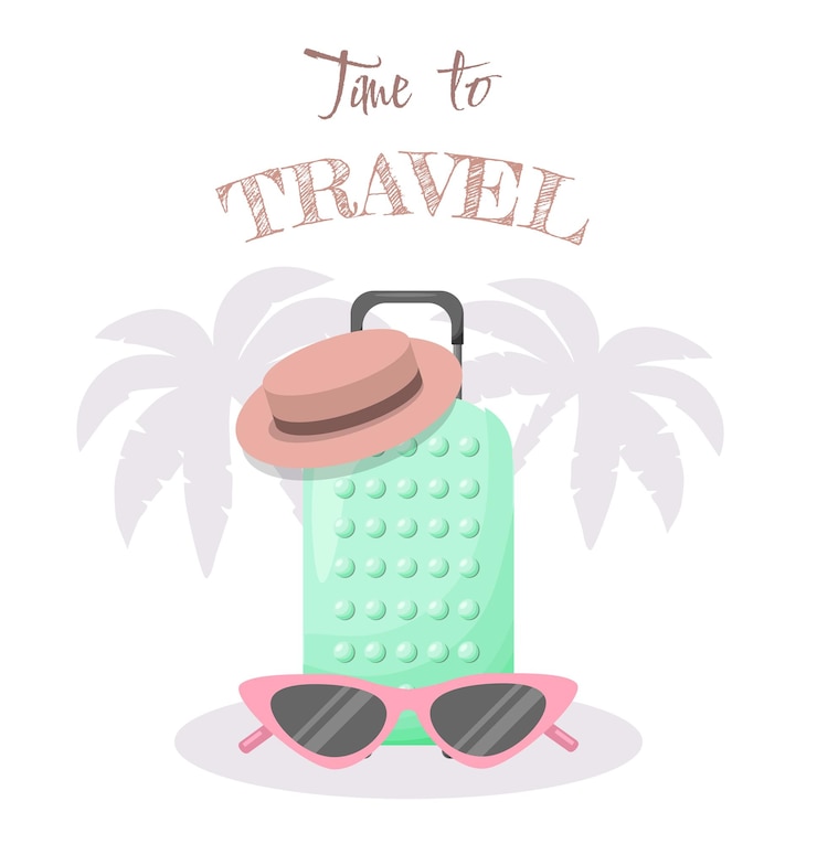 Vector es hora de viajar viajar a world vacation tourism travel banner journey travelling illustra