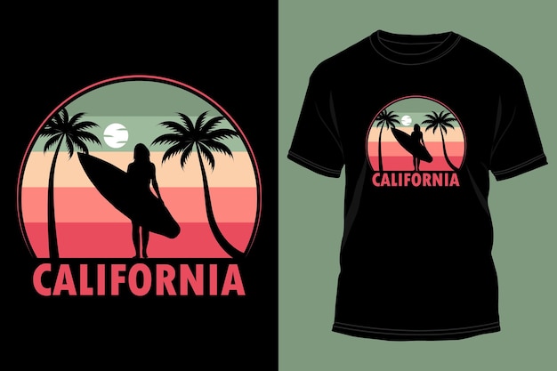 Esta es una ilustración vectorial de diseño de camisetas de California de surf de alta calidad