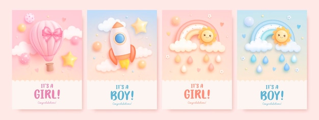 Es una invitación de baby shower de niño o niña