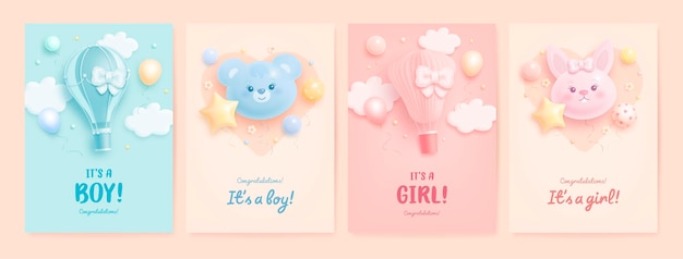 Es una invitación de baby shower de niño o niña