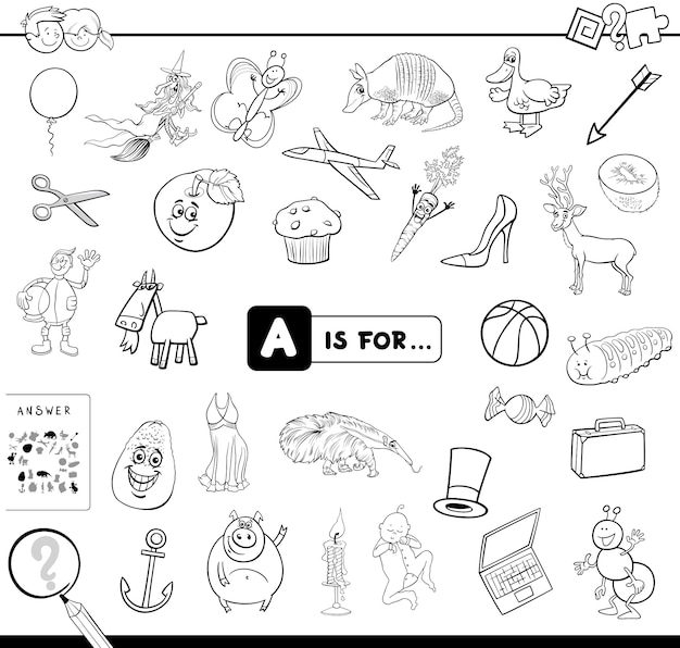 A es para libro de colorear juego educativo