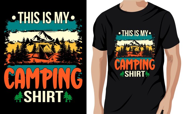 esta es mi camiseta de camping, salvaje, tipografía, vector de montaña - camping y aventura