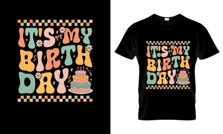 Vector es mi cumpleaños colorida camiseta gráfica diseño de camiseta groovy
