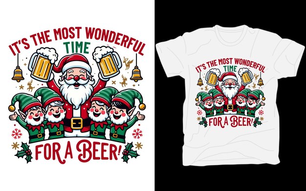 Vector es el momento más maravilloso para un diseño de camiseta navideña de cerveza