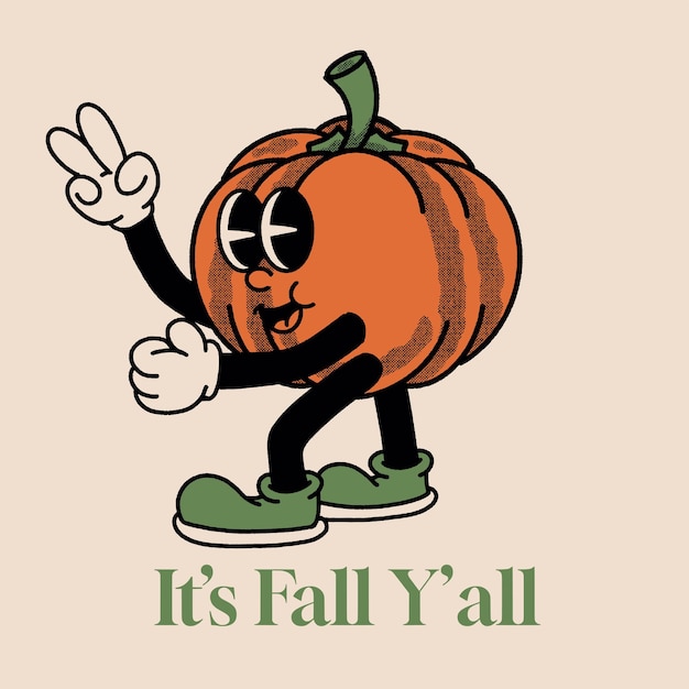 Es otoño Yall With Pumpkin Groovy Character Design