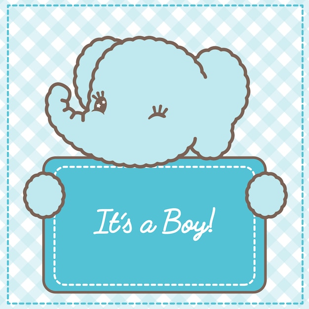 Es una tarjeta de elefante bebé niño para baby shower
