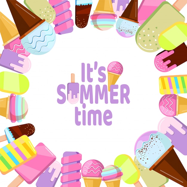 Vector es tiempo de verano - fondo con helado