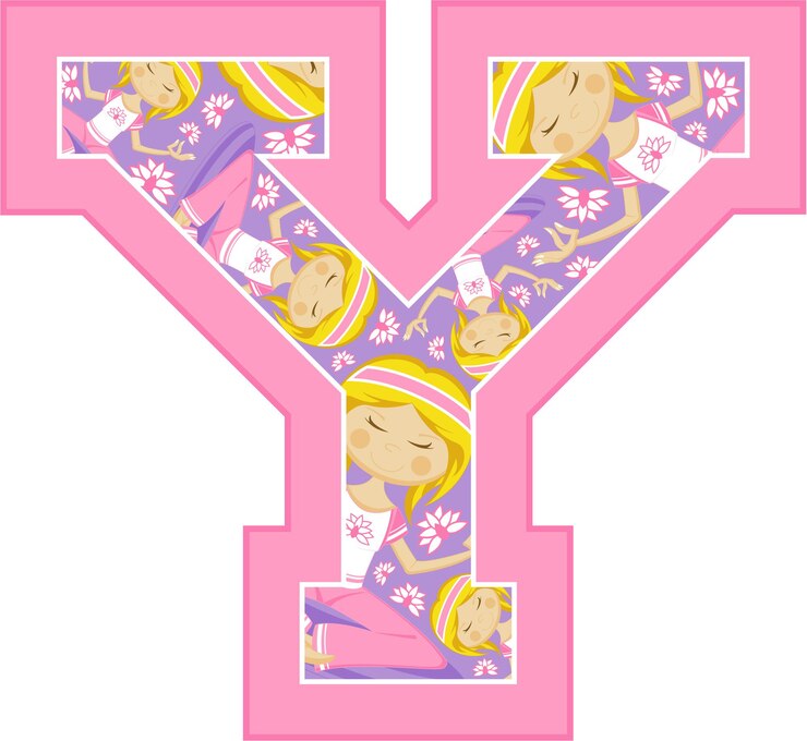 Vector y es para yoga girl alphabet learning illustration